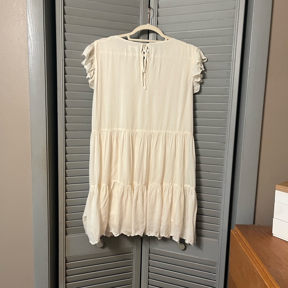 Aritizia Wilfred Sidione Cream Tiered Soft Romantic Mini Dress, Ruffles, Sz S - Picture 5 of 16